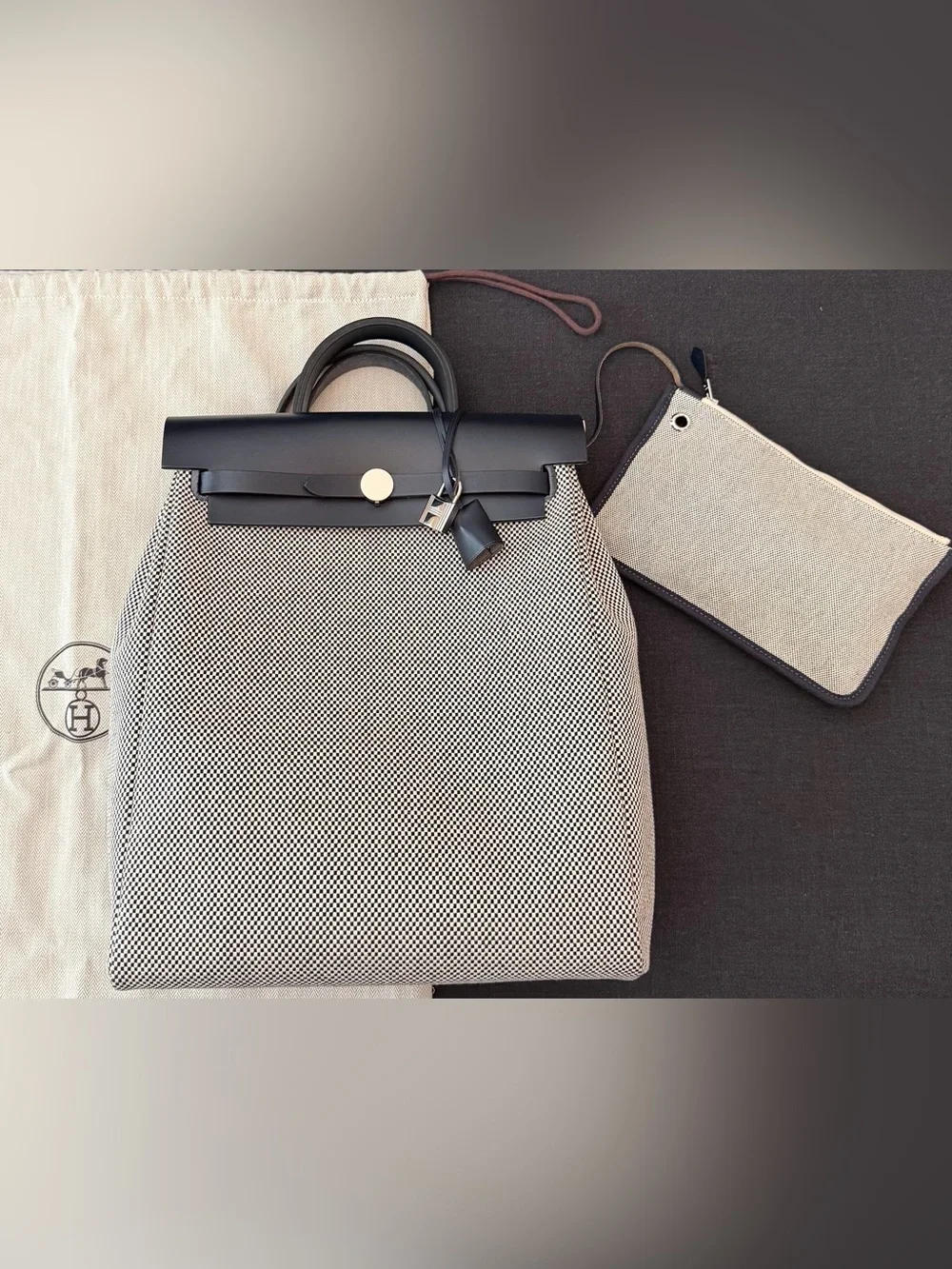 HERMES Herbag A Dos Zip Hunter Criss Viking Retourne Backpack Navy Blue